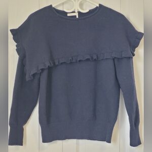 See By Chloe Navy Ruffle Yoke Sweater